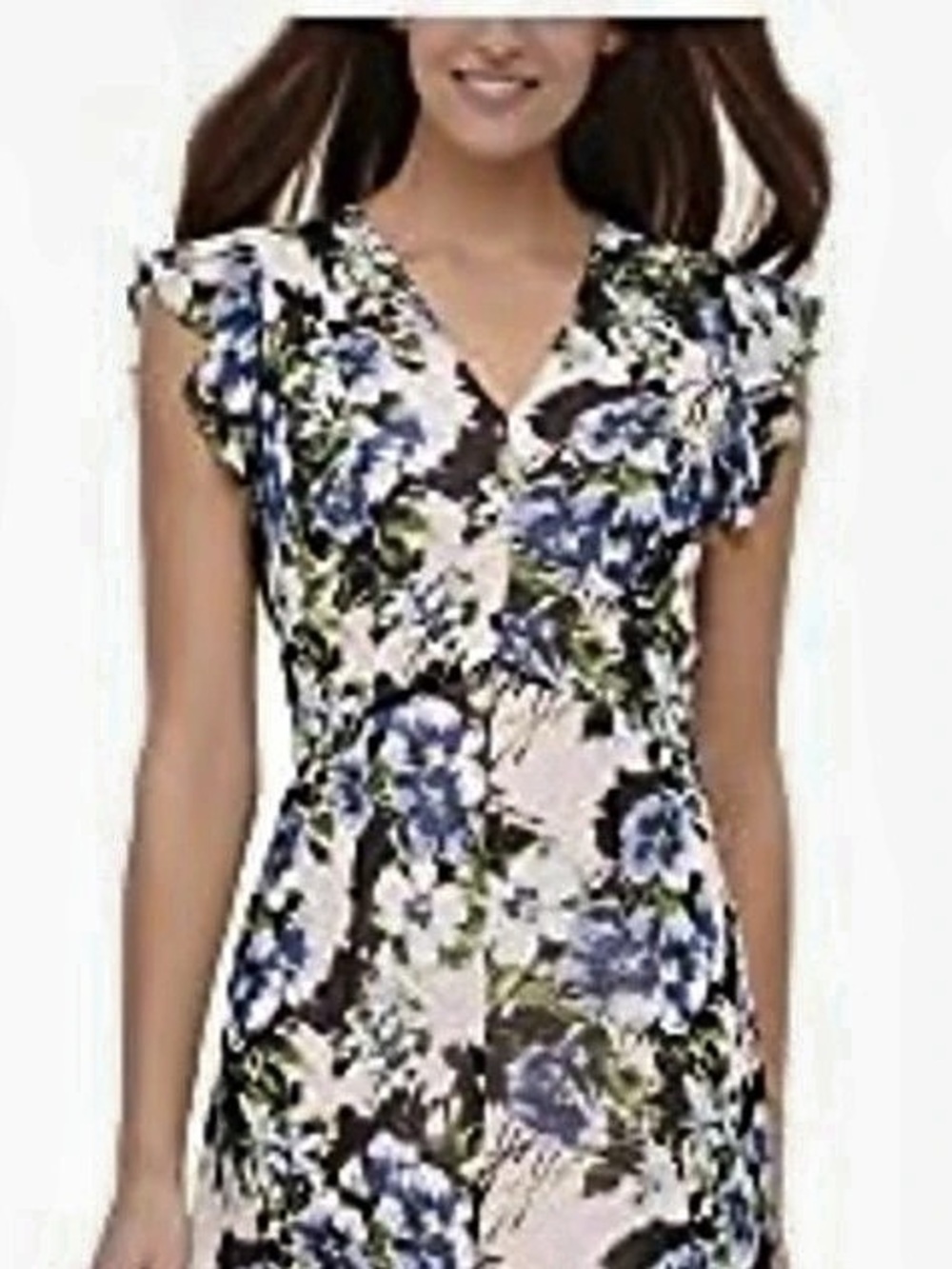 Tommy Hilfiger Chiffon Flutter-Sleeve Midi Dress Floral Midi Dress Pink & Blue